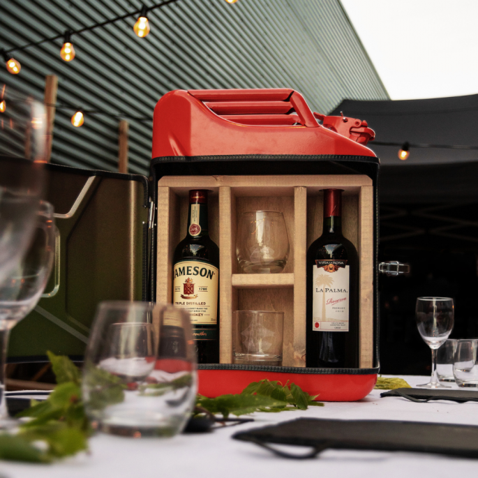 Jerrycan His & Hers bar - groen, rood en zwart - excl. drank