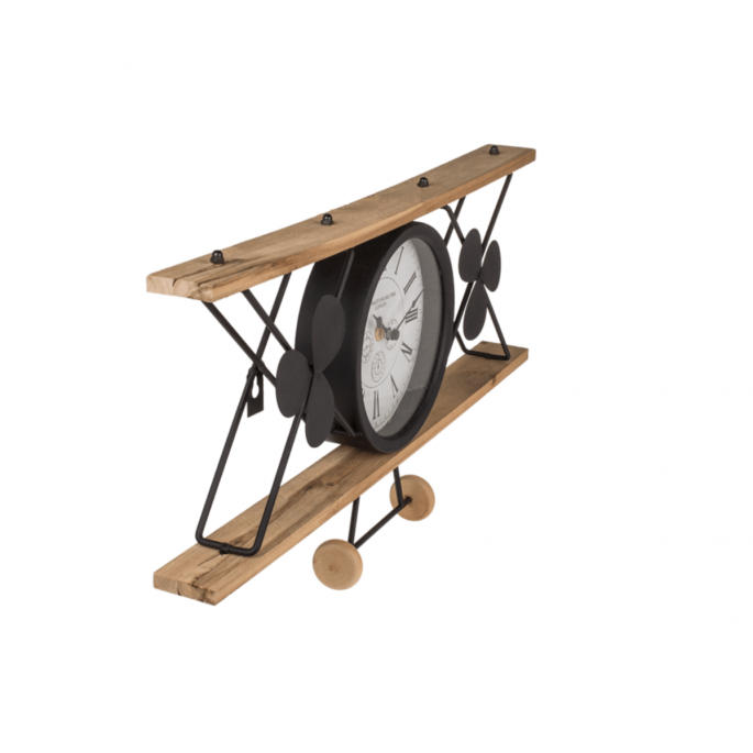 Zijaanzicht Airplane Clock, vintage look, out of black