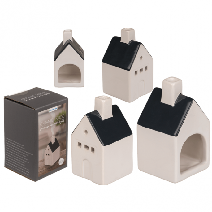 Keramieken huisje voor theelichtjes/wierookkegels 