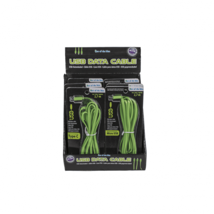Verpakking Green USB data cable, glowing in the dark
