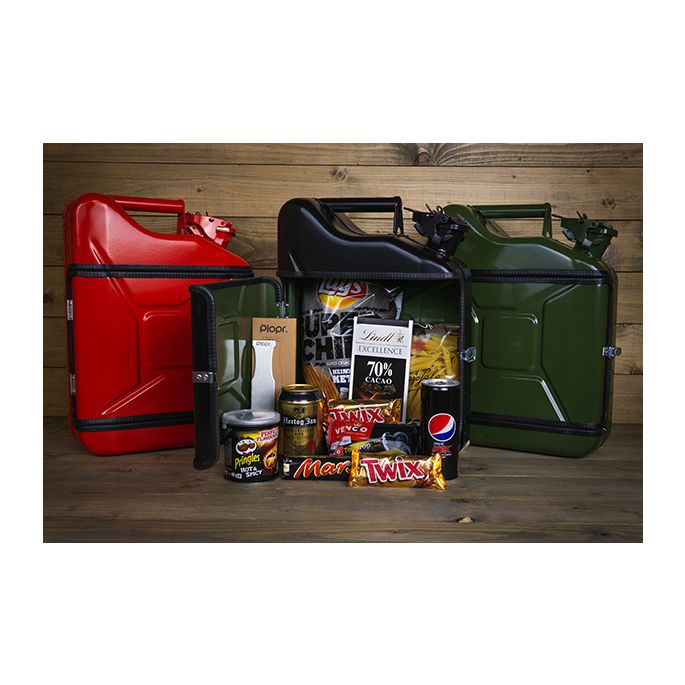 Kerstpakket - Stoer kerstpakket idee - Groen/Rood/Zwart - Originele kerstpakketten - Kerstpakket jerrycan 10L