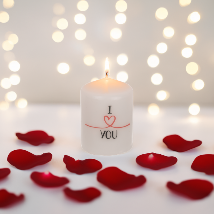 Kaars met tekst I Love You