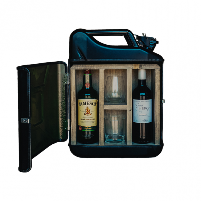 Jerrycan His & Hers bar - groen, rood en zwart - Huwelijkscadeau - excl. drank