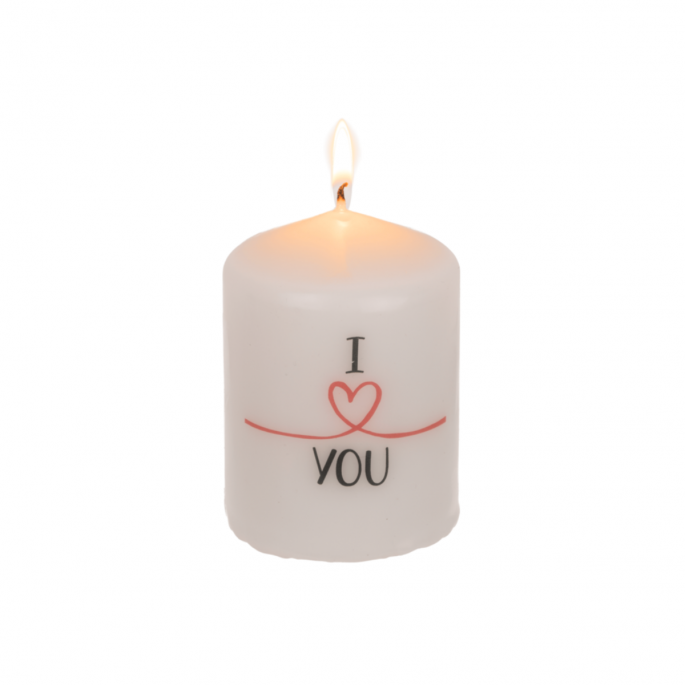 Aangestoken kaars - Pillar candle. I love you