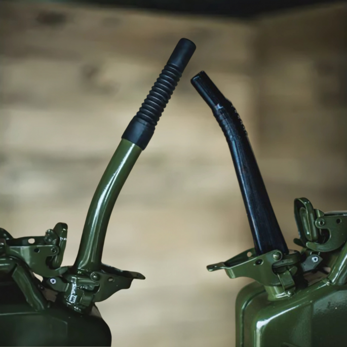 Rubberen en stalen schenktuiten Jerrycans