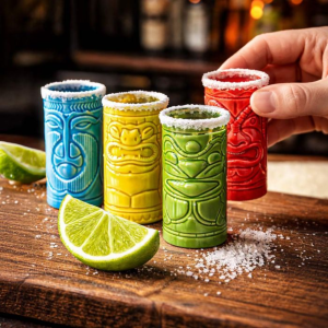 Tiki Shot Glasses - Keramiek - 75 ml - 4 kleuren set