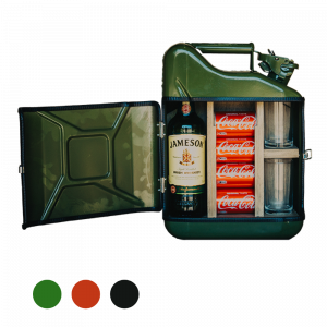 Jerrycan 'Mini bar' groen, rood en zwart - mancave accessoires - uniek mannen kado